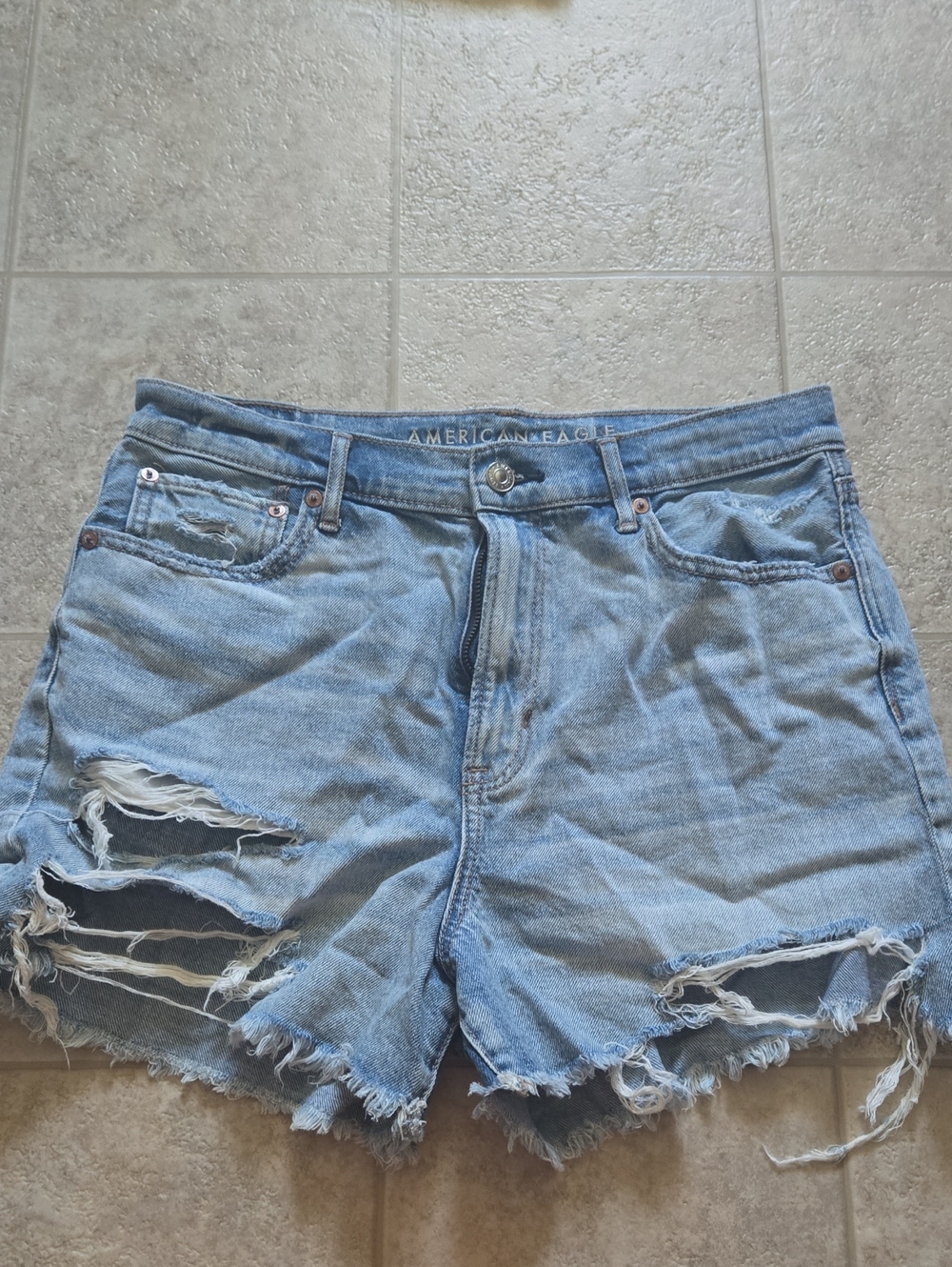 American Eagle Outfitters Light Wash Distressed Denim Shorts